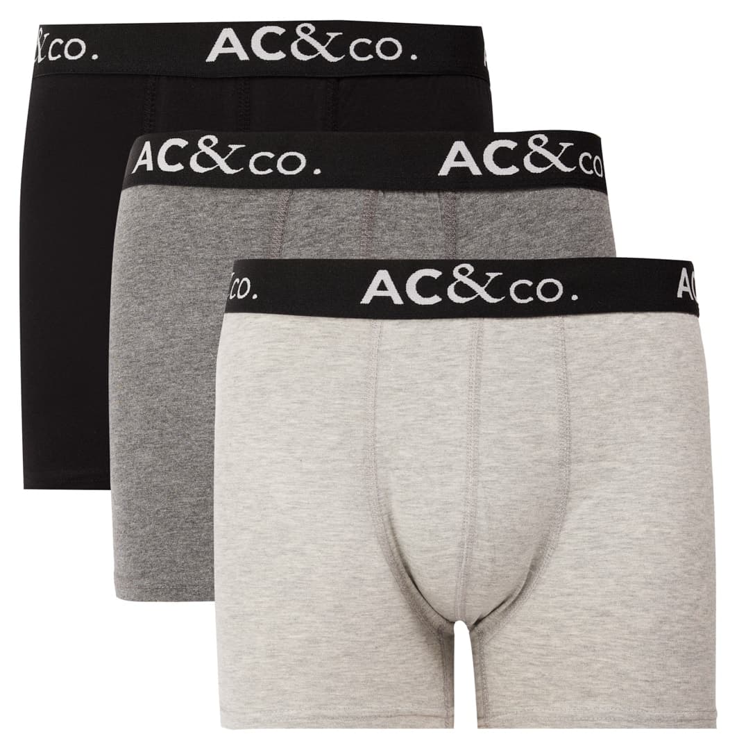 پک 3 تایی شورت باکسر مردانه AC&Co / Altınyıldız Classics نخی کشی مشکی-آنتراسیت ست دامادی پک 3 تایی شورت باکسر مردانه AC&Co / Altınyıldız Classics نخی کشی مشکی-آنتراسیت ست دامادی