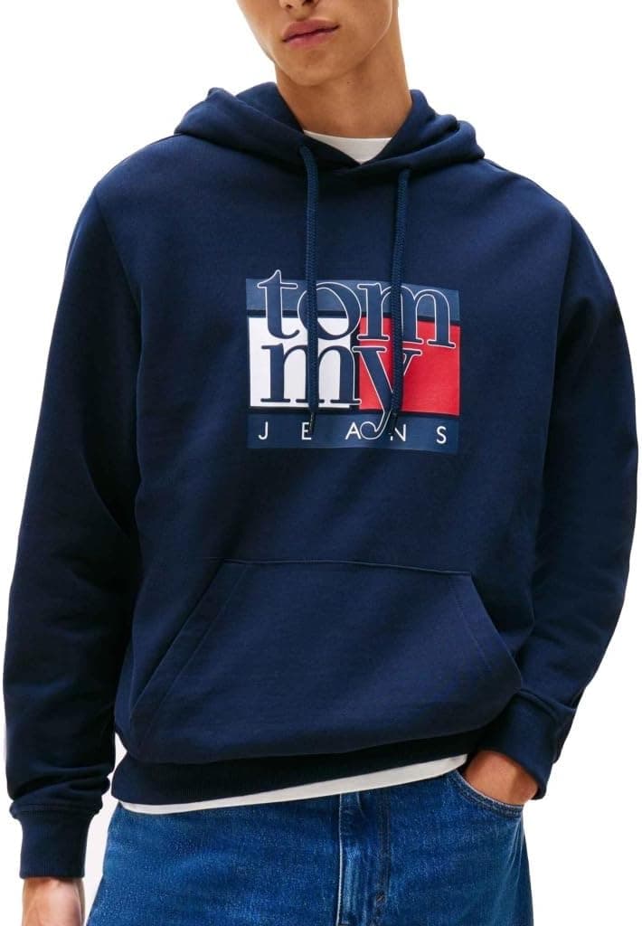 سوئیشرت کاپشندار مردانه Tommy Jeans لوگودار نخی %100 فیت معمولی مدل DM0DM22092 سوئیشرت کاپشندار مردانه Tommy Jeans لوگودار نخی %100 فیت معمولی مدل DM0DM22092