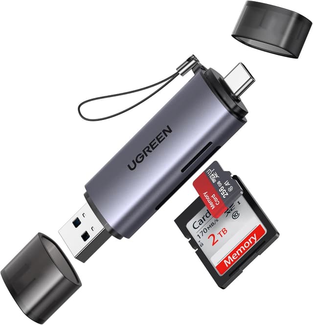 کارتخوان کارت حافظه UGREEN دوشیاره USB 3.0/USB C OTG سازگار با iPhone 17 Series، MacBook Pro، M1 M2 Mac Air، iPad، Surface، Dell XPS، Samsung و Huawei کارتخوان کارت حافظه UGREEN دوشیاره USB 3.0/USB C OTG سازگار با iPhone 17 Series، MacBook Pro، M1 M2 Mac Air، iPad، Surface، Dell XPS، Samsung و Huawei