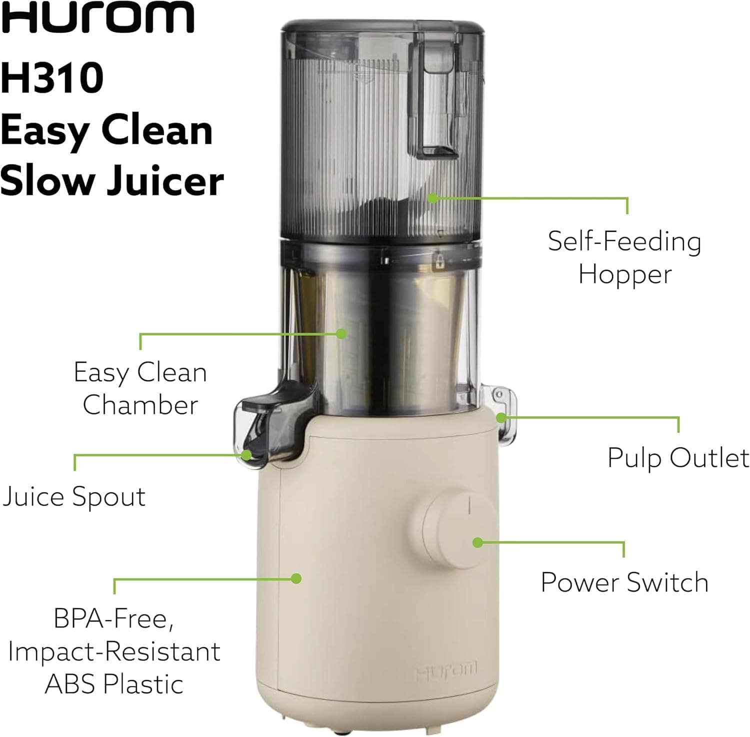 آبمیوهگیری آهستهخور شخصی Hurom خودتغذیه رنگ جو دوسری مدل H310A آبمیوهگیری آهستهخور شخصی Hurom خودتغذیه رنگ جو دوسری مدل H310A