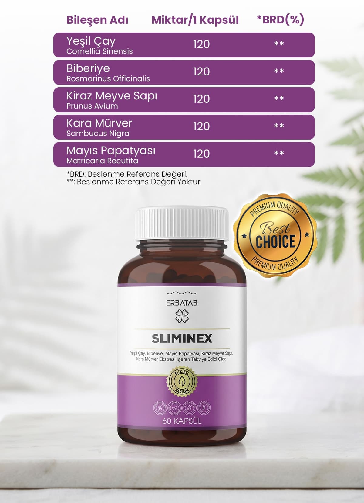 کپسول Sliminex حاوی عصاره چای سبز، رزماری، بابونه و دمگیلاس Erbatab، 60 عدد کپسول Sliminex حاوی عصاره چای سبز، رزماری، بابونه و دمگیلاس Erbatab، 60 عدد