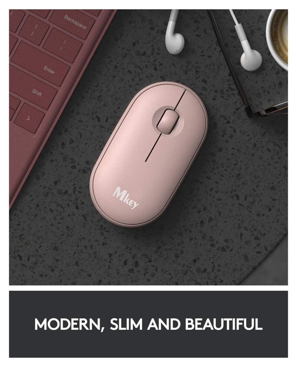 ماوس بیسیم USB دار batcell صورتی مدل MK-116 ماوس بیسیم USB دار batcell صورتی مدل MK-116