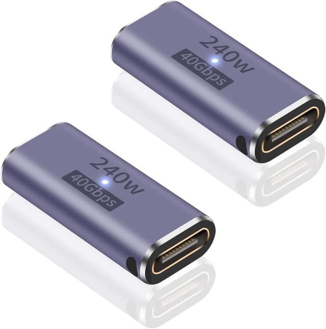 کوپلر USB C ماده به ماده Poyiccot بسته 2 عددی 240W 40Gbps کوپلر USB C ماده به ماده Poyiccot بسته 2 عددی 240W 40Gbps