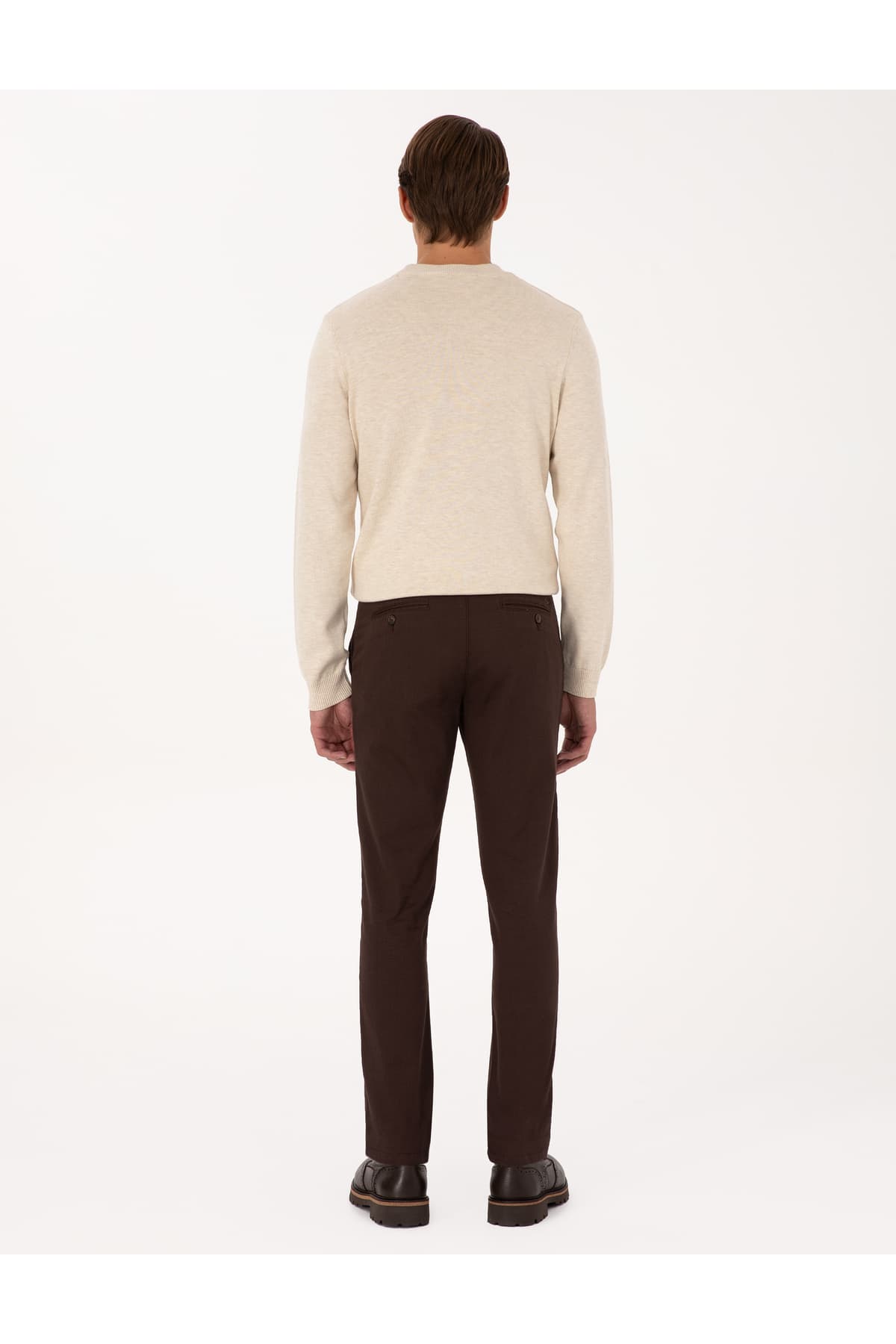 شلوار مردانه Pierre Cardin قهوهای تیره Slim Fit کانواس مدل 50299517-VR084 شلوار مردانه Pierre Cardin قهوهای تیره Slim Fit کانواس مدل 50299517-VR084