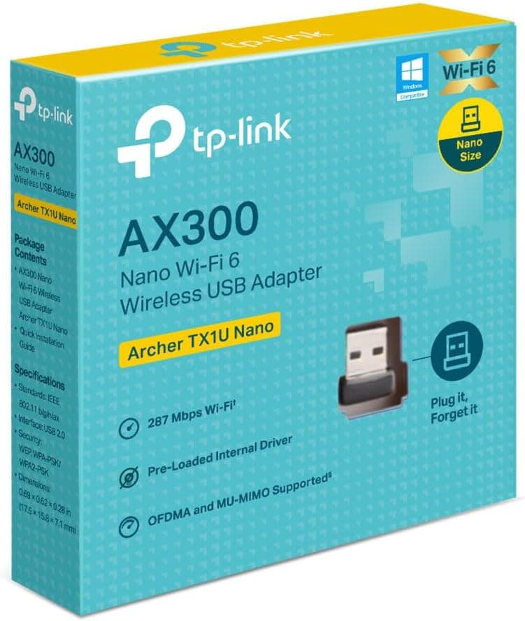آداپتور USB Wi-Fi 6 TP-Link Archer TX1U Nano AX300 Mbps آداپتور USB Wi-Fi 6 TP-Link Archer TX1U Nano AX300 Mbps