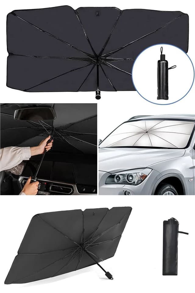 آفتابگیر شیشه جلو خودرو Mega Oto Market چتری تاشو 140cm X 75cm آفتابگیر شیشه جلو خودرو Mega Oto Market چتری تاشو 140cm X 75cm