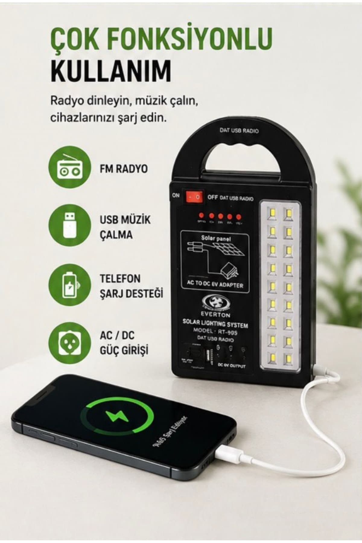سیستم روشنایی خورشیدی ataşbey با پاوربانک، خروجی USB و 3 لامپ مدل AT-999 سیستم روشنایی خورشیدی ataşbey با پاوربانک، خروجی USB و 3 لامپ مدل AT-999