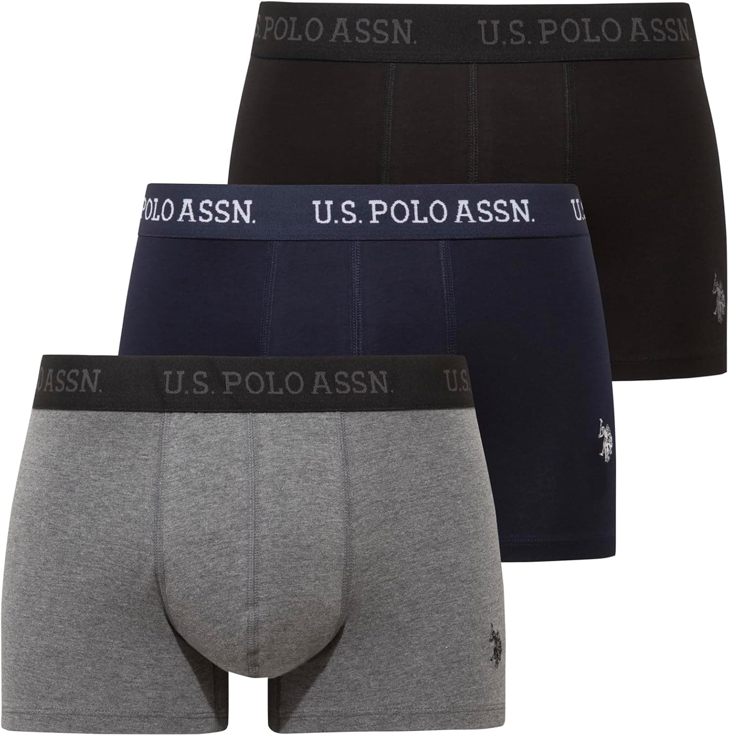 باکسر مردانه 3 عددی U.S. POLO ASSN. مشکی، ذغالی ملانژ و سرمهای مدل 200 باکسر مردانه 3 عددی U.S. POLO ASSN. مشکی، ذغالی ملانژ و سرمهای مدل 200