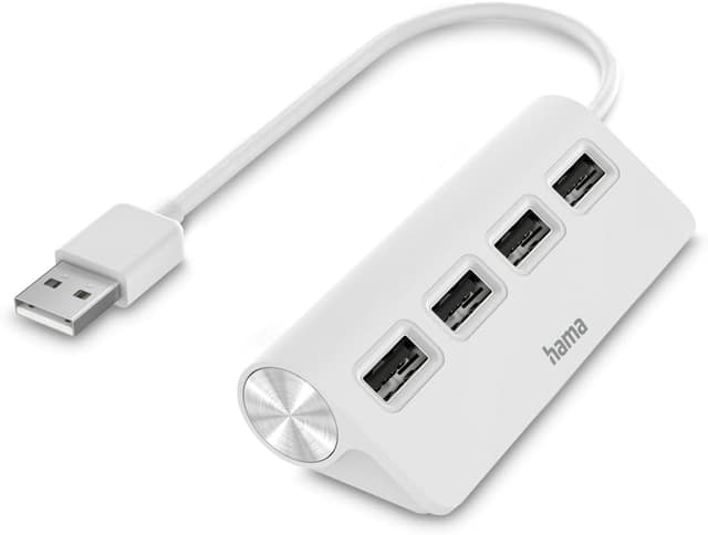هاب USB چهار پورت Hama با USB 2.0 و 480 Mbit/s سفید هاب USB چهار پورت Hama با USB 2.0 و 480 Mbit/s سفید
