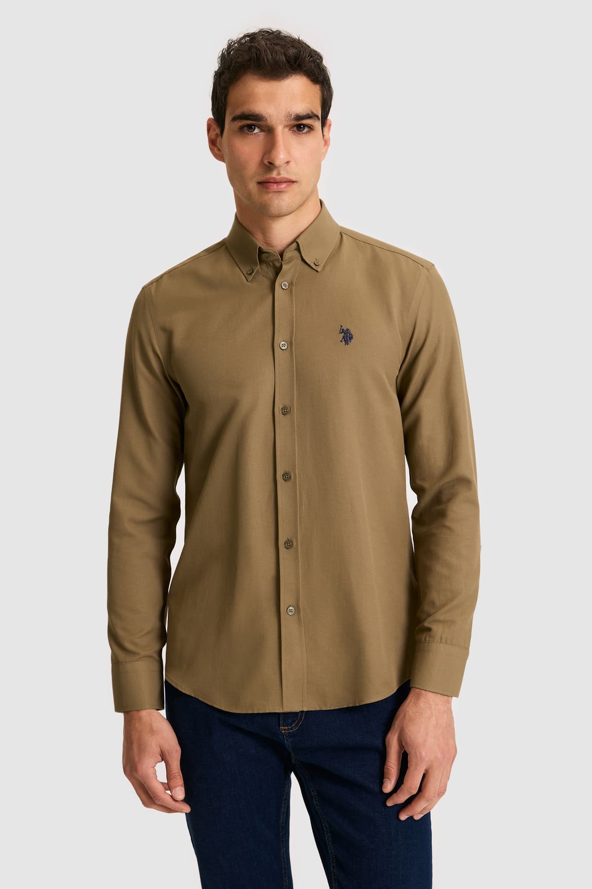 پیراهن مردانه U.S. Polo Assn. خاکی آستینبلند ساده مدل 50324708-VR027 پیراهن مردانه U.S. Polo Assn. خاکی آستینبلند ساده مدل 50324708-VR027
