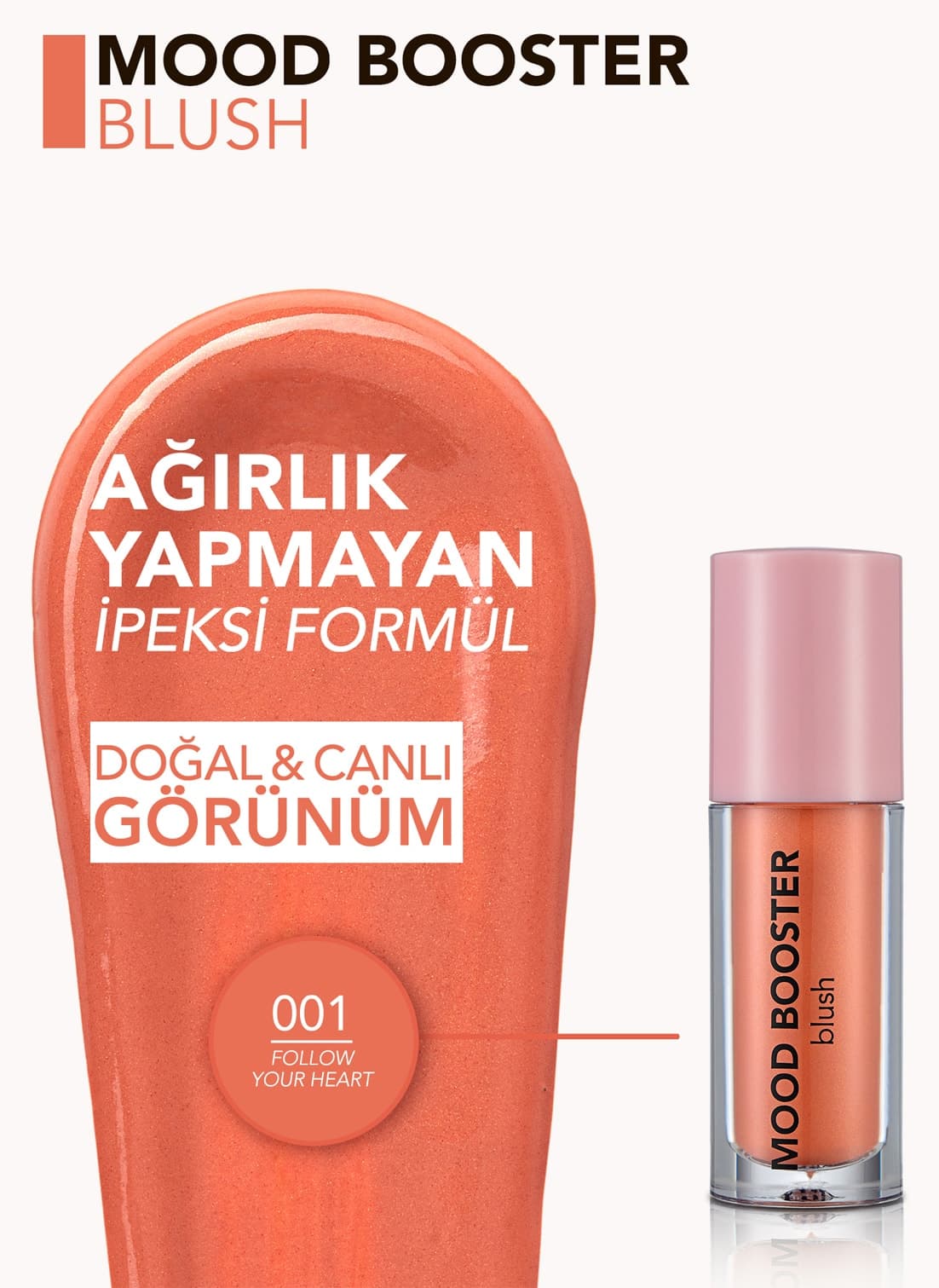 رژگونه مایع Flormar پیگمنت بالا نارنجی مدل Mood Booster 001 Follow Your Heart رژگونه مایع Flormar پیگمنت بالا نارنجی مدل Mood Booster 001 Follow Your Heart