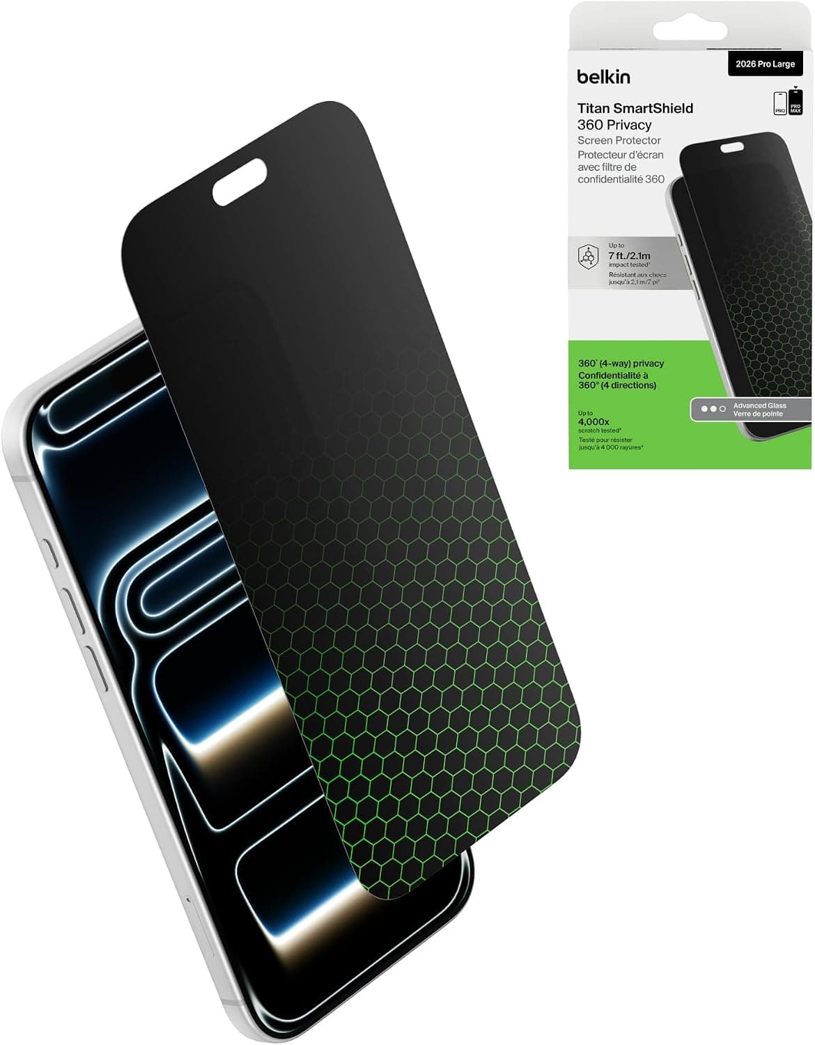 محافظ صفحه نمایش Belkin Titan 360 حریم خصوصی برای iPhone 18 Pro / 17 Pro محافظ صفحه نمایش Belkin Titan 360 حریم خصوصی برای iPhone 18 Pro / 17 Pro
