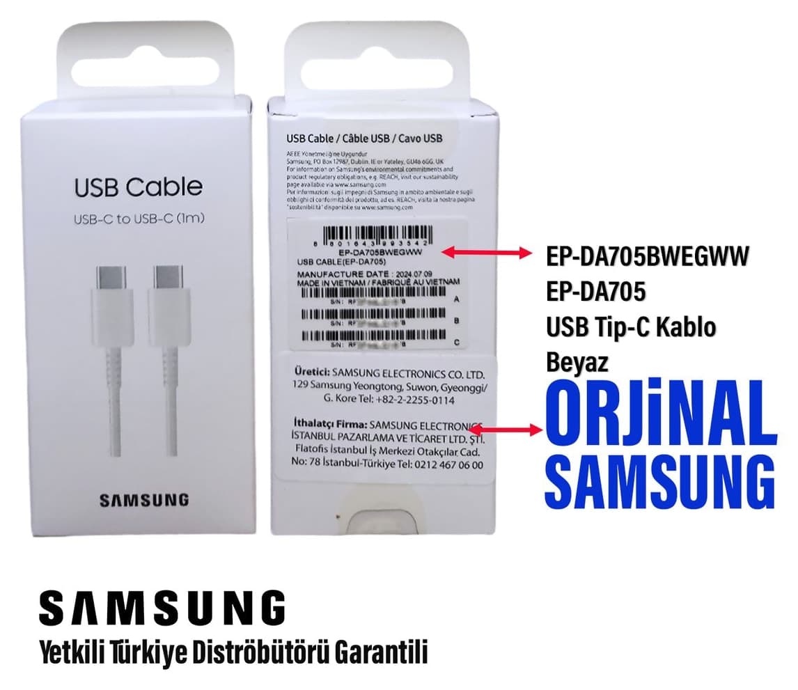 کابل شارژ Type-C Samsung شارژ سریع 25W مدل EP-DA705B کابل شارژ Type-C Samsung شارژ سریع 25W مدل EP-DA705B