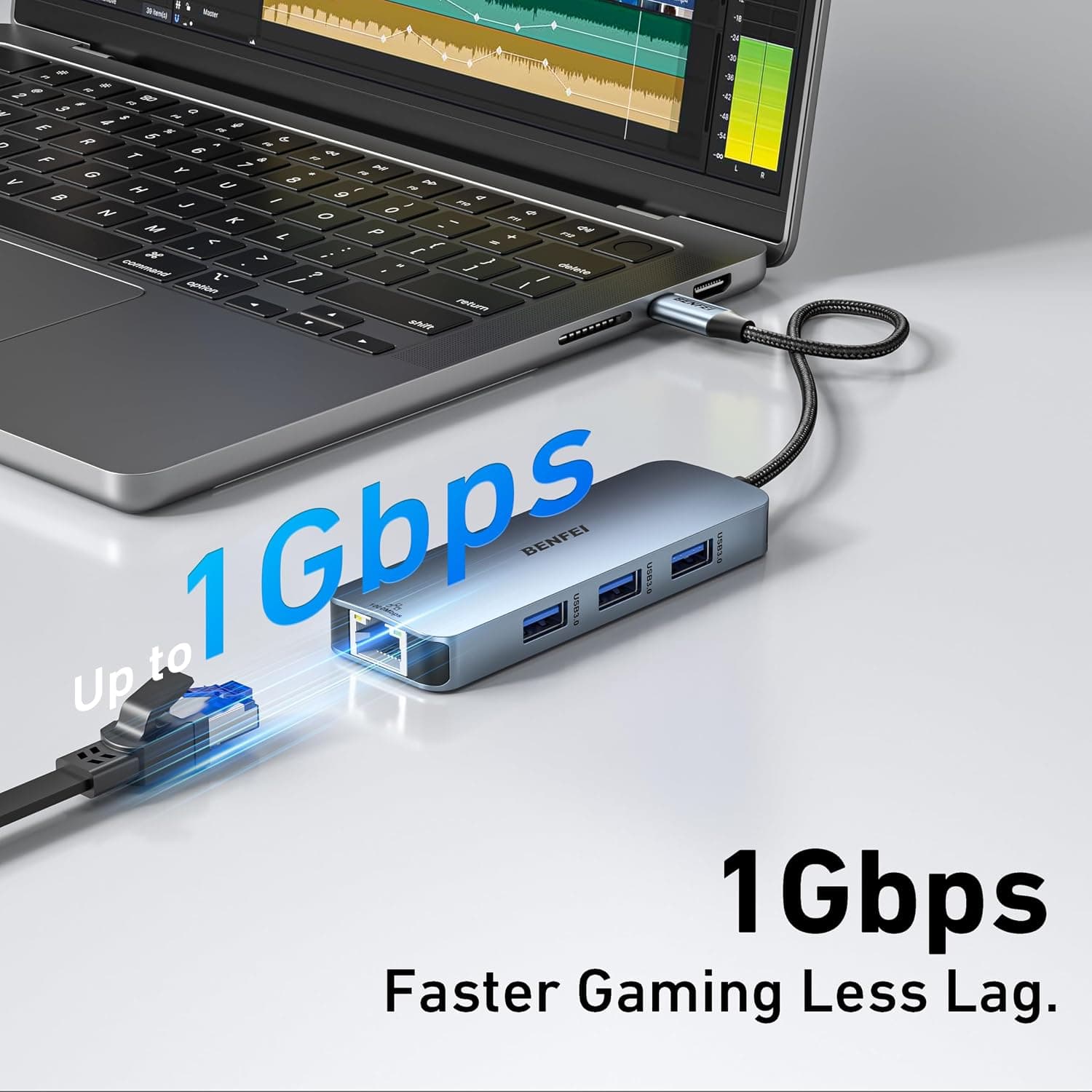 هاب USB-C BENFEI 6 در 1 HDMI 4K@60Hz، Gigabit Ethernet و توان 100W هاب USB-C BENFEI 6 در 1 HDMI 4K@60Hz، Gigabit Ethernet و توان 100W