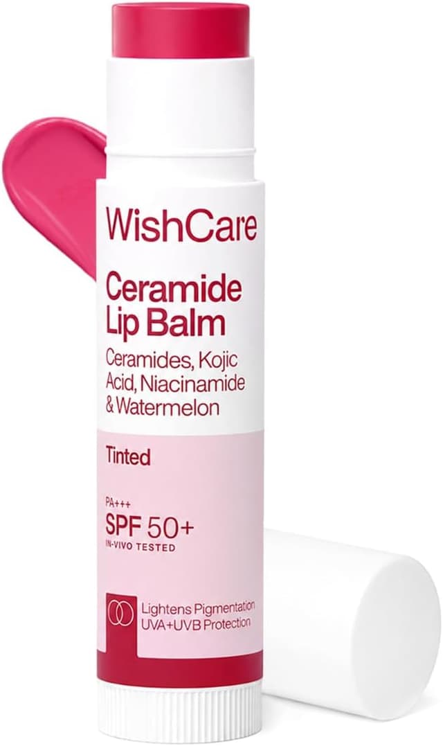 بالم لب زنانه WishCare رنگی با SPF 50 PA+++ روشنکننده لبهای تیره حاوی اسید کوجیک و نیاسینامید 5g بالم لب زنانه WishCare رنگی با SPF 50 PA+++ روشنکننده لبهای تیره حاوی اسید کوجیک و نیاسینامید 5g