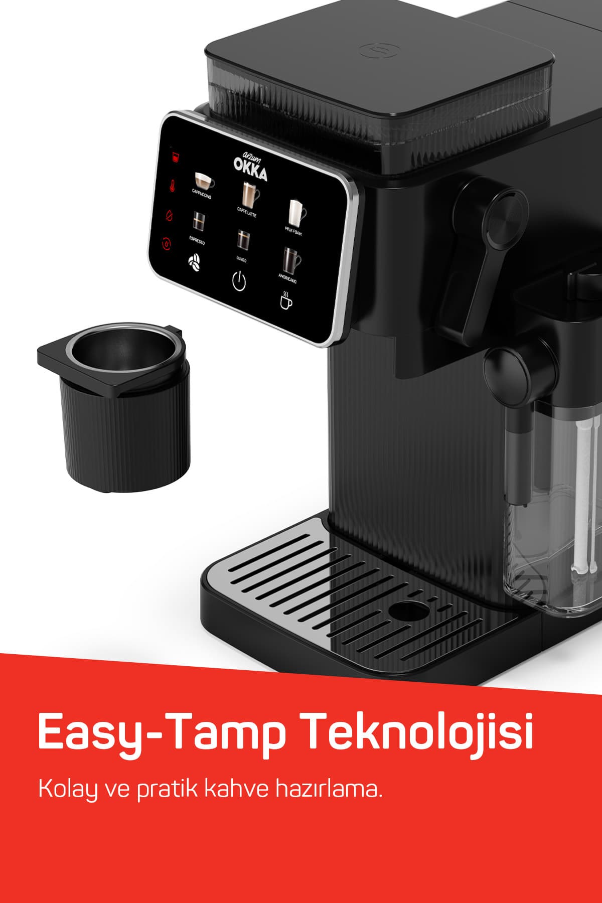 دستگاه اسپرسوساز Arzum مدل OK0047 Okka Barista Compact با مخزن شیر کروم دستگاه اسپرسوساز Arzum مدل OK0047 Okka Barista Compact با مخزن شیر کروم
