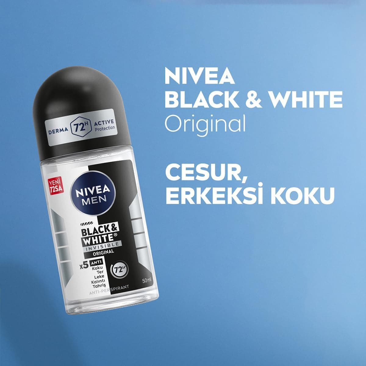 رولآن ضدتعریق مردانه NIVEA Black&White Invisible Original 50 ml با محافظت 72 ساعته بدون الکل اتیلیک رولآن ضدتعریق مردانه NIVEA Black&White Invisible Original 50 ml با محافظت 72 ساعته بدون الکل اتیلیک