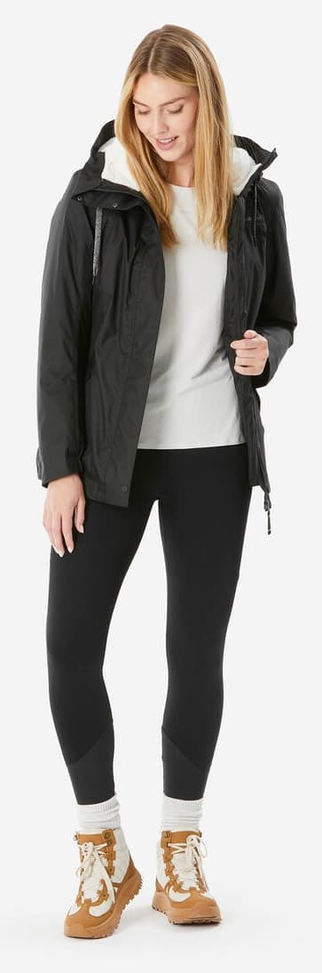 کاپشن زمستانی زنانه ضدآب Decathlon Quechua مشکی مناسب دمای -10 °C مدل NH500 کاپشن زمستانی زنانه ضدآب Decathlon Quechua مشکی مناسب دمای -10 °C مدل NH500