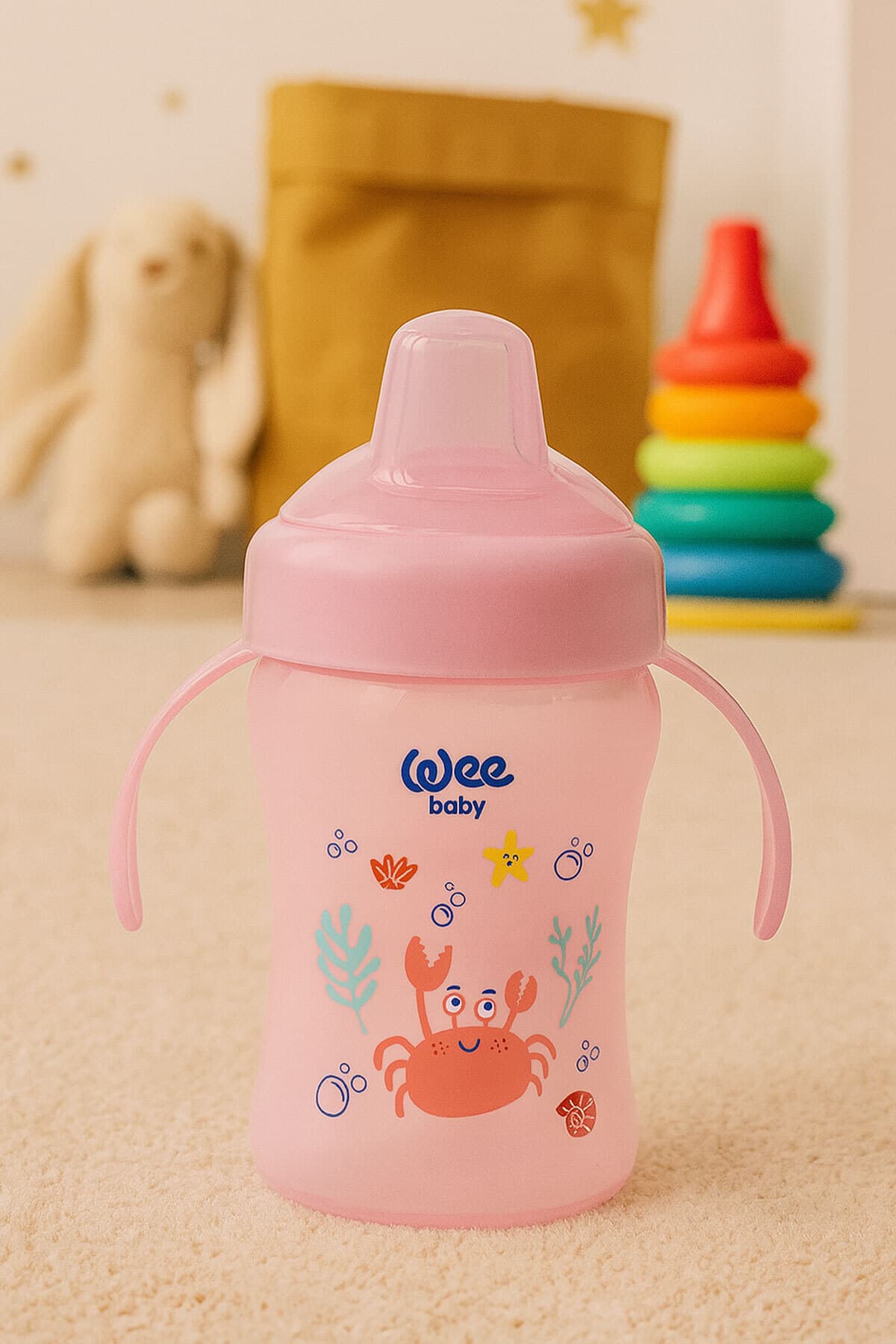 لیوان کودک Wee Baby دستهدار ضدچکه ضدنفخ 240 Ml صورتی 6+ ماه لیوان کودک Wee Baby دستهدار ضدچکه ضدنفخ 240 Ml صورتی 6+ ماه