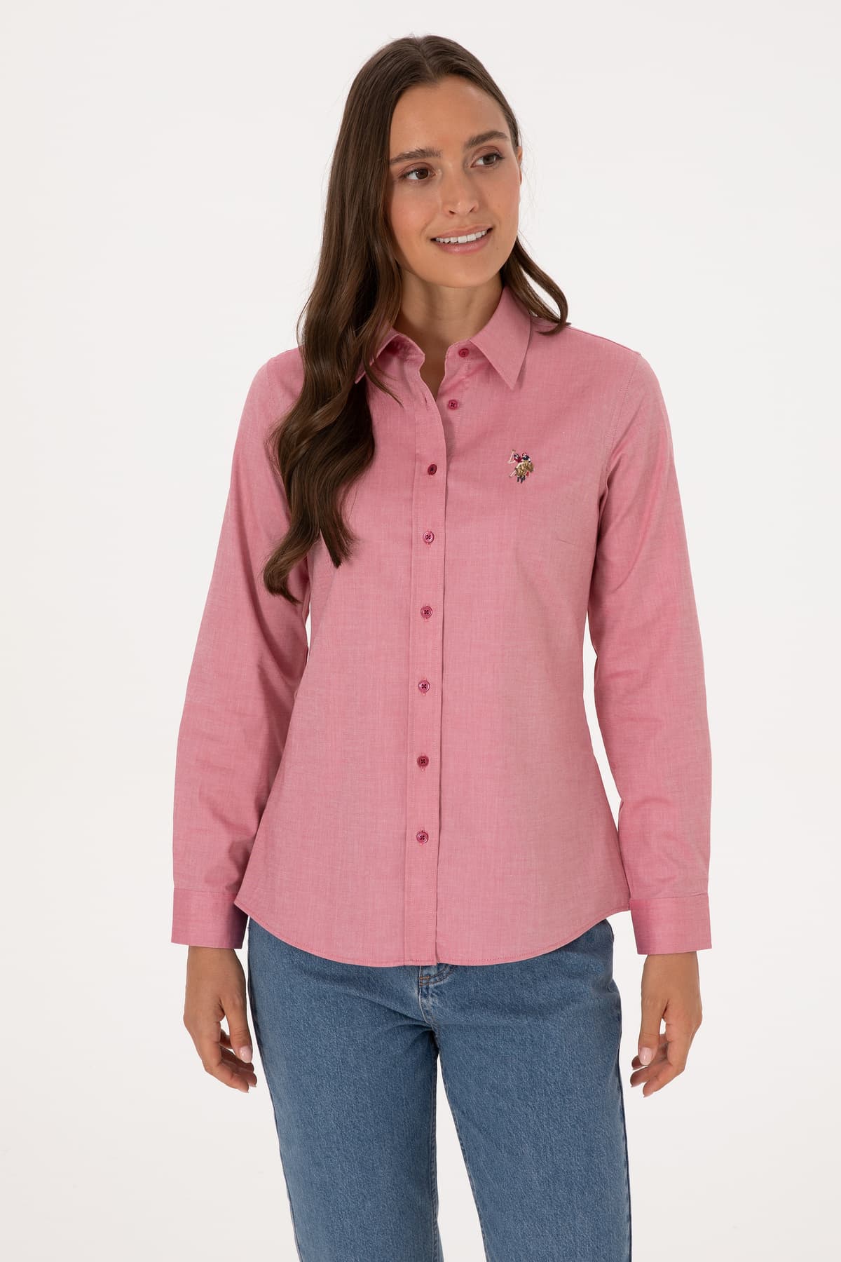 پیراهن زنانه U.S. Polo Assn. تمشکی تیره آستین بلند Basic مدل 50308038-VR104 پیراهن زنانه U.S. Polo Assn. تمشکی تیره آستین بلند Basic مدل 50308038-VR104