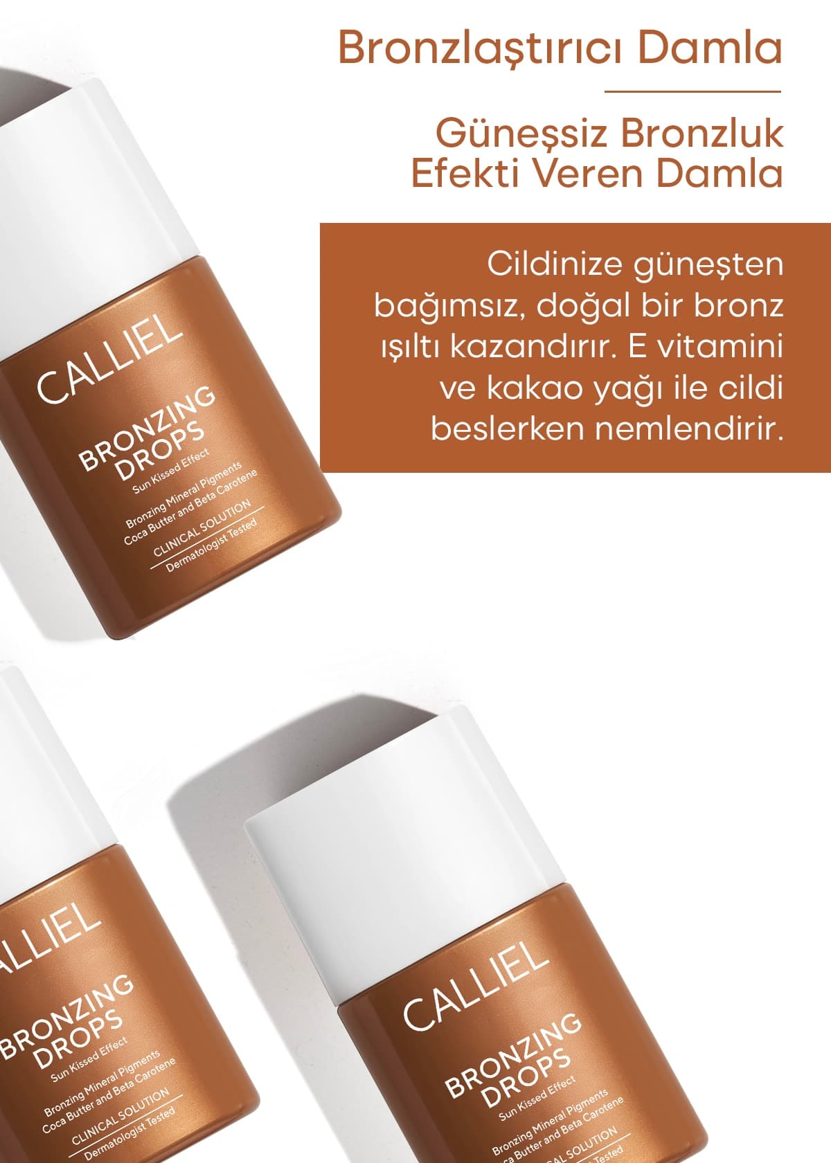 قطره برنزهکننده بدون آفتاب CALLİEL با افکت درخشان و برنزگی شدید 32ml قطره برنزهکننده بدون آفتاب CALLİEL با افکت درخشان و برنزگی شدید 32ml