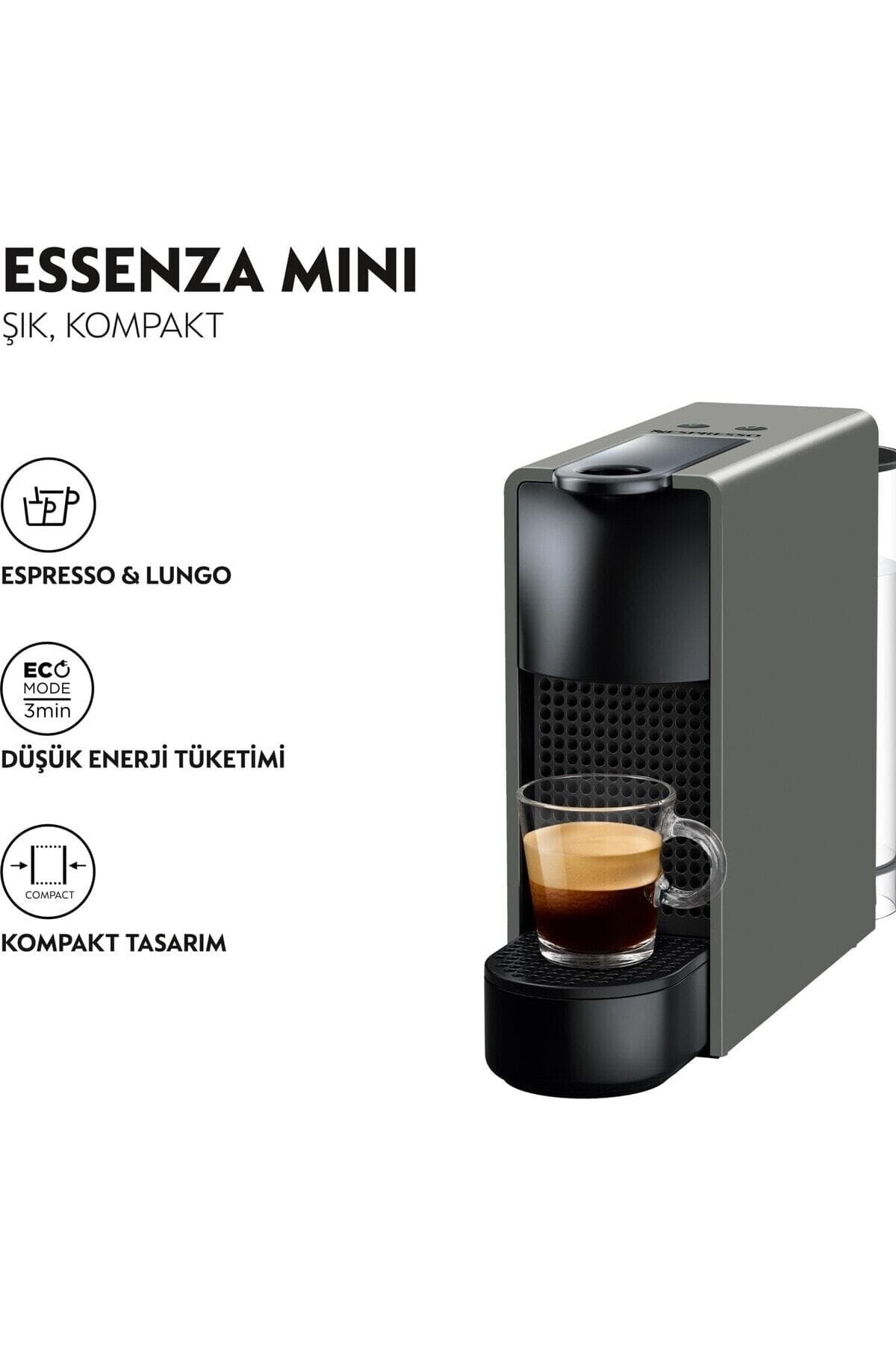 دستگاه قهوهساز Nespresso خاکستری Essenza Mini بههمراه کفساز شیر مدل C35 دستگاه قهوهساز Nespresso خاکستری Essenza Mini بههمراه کفساز شیر مدل C35