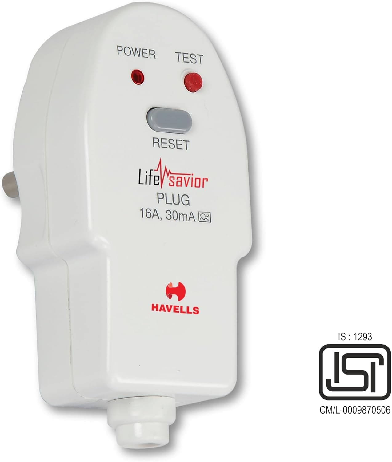 دوشاخه PRCD Havells پلاستیکی سفید 16A 30mA دوشاخه PRCD Havells پلاستیکی سفید 16A 30mA