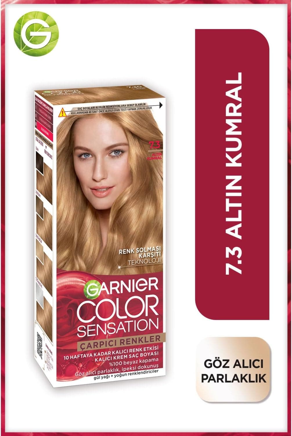 رنگ مو Garnier Çarpıcı Renkler مدل 7.3 طلایی کاستانی رنگ مو Garnier Çarpıcı Renkler مدل 7.3 طلایی کاستانی