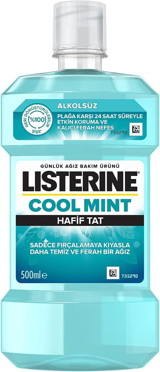 دهانشویه روزانه Listerine با طعم نعناع ملایم و بدون الکل 1 x 500 mL دهانشویه روزانه Listerine با طعم نعناع ملایم و بدون الکل 1 x 500 mL