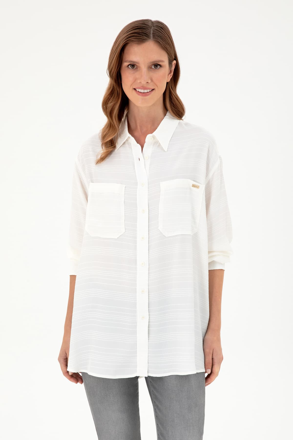پیراهن زنانه U.S. Polo Assn. آستینبلند کرم مدل 50291095-VR071 پیراهن زنانه U.S. Polo Assn. آستینبلند کرم مدل 50291095-VR071