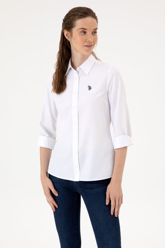 پیراهن زنانه U.S. Polo Assn. سفید آستینبلند بیسیک مدل 50324791-VR013 پیراهن زنانه U.S. Polo Assn. سفید آستینبلند بیسیک مدل 50324791-VR013