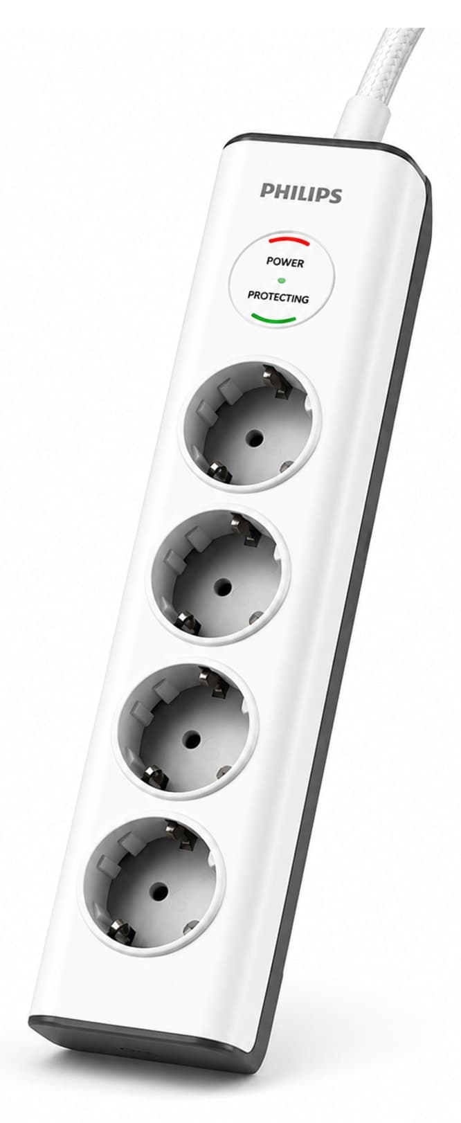 پریز برق محافظدار Philips 4 خانه 600J 2m مدل SPN7040WA/62 پریز برق محافظدار Philips 4 خانه 600J 2m مدل SPN7040WA/62