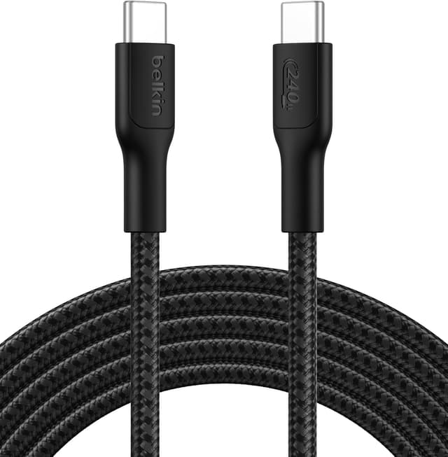 کابل شارژ Belkin USB-C به USB-C بافتهشده 3M 240W مشکی USB 2.0 کابل شارژ Belkin USB-C به USB-C بافتهشده 3M 240W مشکی USB 2.0