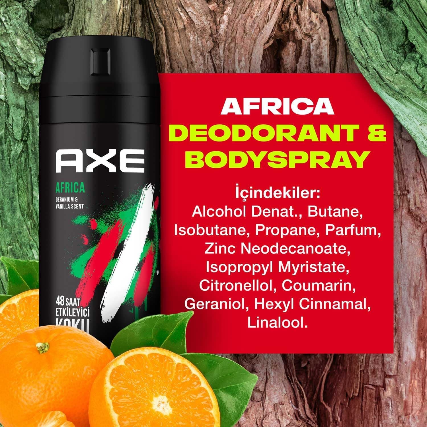 اسپری دئودورانت مردانه AXE Africa 150 ml اسپری دئودورانت مردانه AXE Africa 150 ml