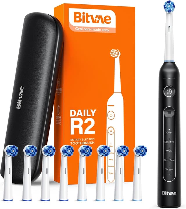 مسواک برقی چرخشی بزرگسالان Bitvae شارژی با ۸ سری، کیف مسافرتی و حسگر فشار مدل R2 مسواک برقی چرخشی بزرگسالان Bitvae شارژی با ۸ سری، کیف مسافرتی و حسگر فشار مدل R2