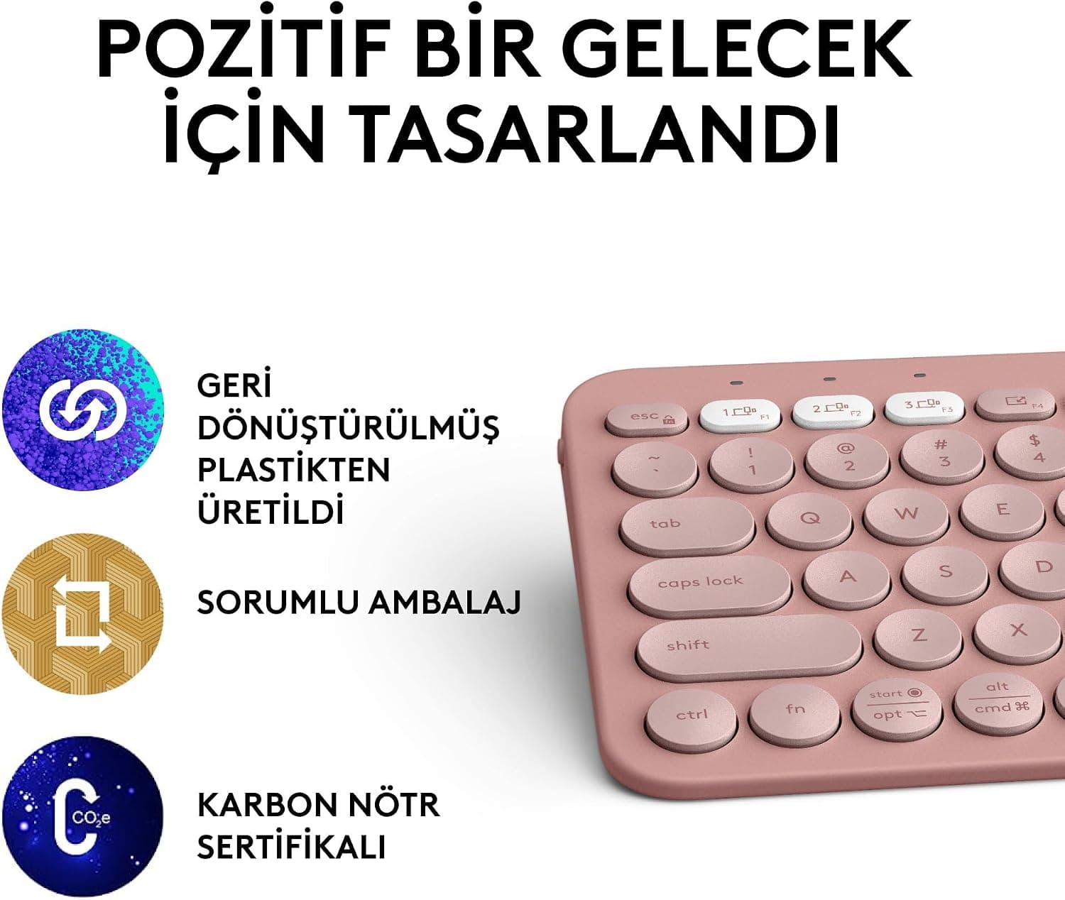 کیبورد بیسیم Logitech مدل Pebble Keys 2 K380s چنددستگاهه بلوتوثی صورتی کیبورد بیسیم Logitech مدل Pebble Keys 2 K380s چنددستگاهه بلوتوثی صورتی