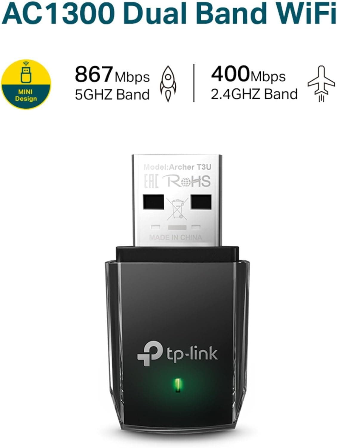 دانگل وایفای USB دو بانده TP-Link مدل Archer T2U AC600 دانگل وایفای USB دو بانده TP-Link مدل Archer T2U AC600
