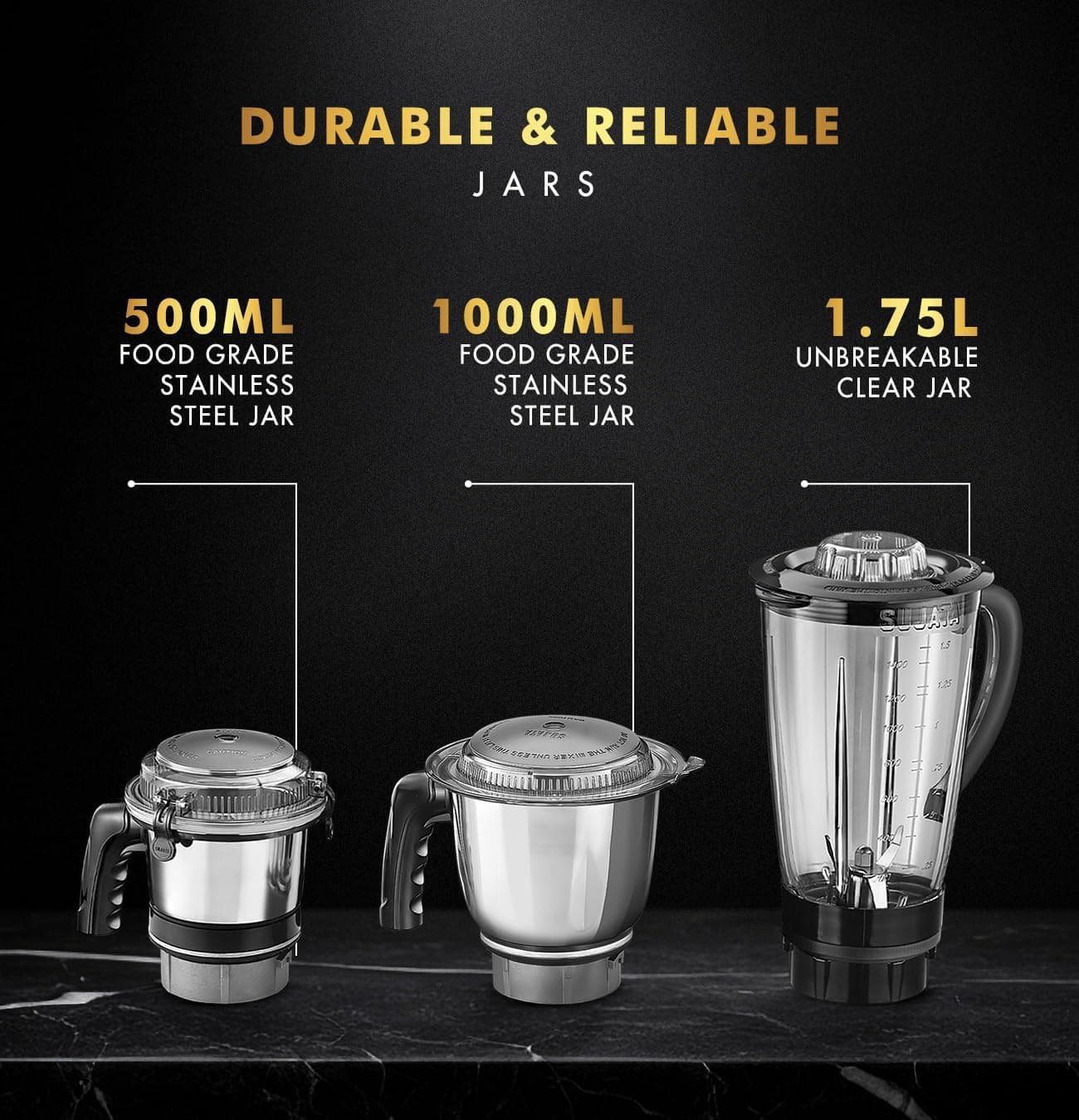 مخلوطکن و آسیاب Sujata مدل MG01 توان 1000 وات مشکی 3 ظرف مخلوطکن و آسیاب Sujata مدل MG01 توان 1000 وات مشکی 3 ظرف