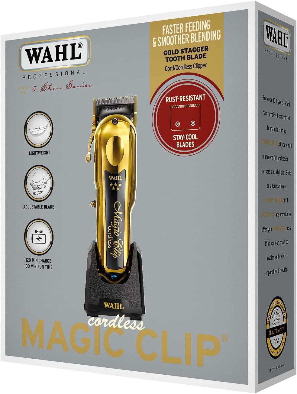 ماشین اصلاح مو حرفهای Wahl 5 Star Cordless Magic Clip طلایی ماشین اصلاح مو حرفهای Wahl 5 Star Cordless Magic Clip طلایی