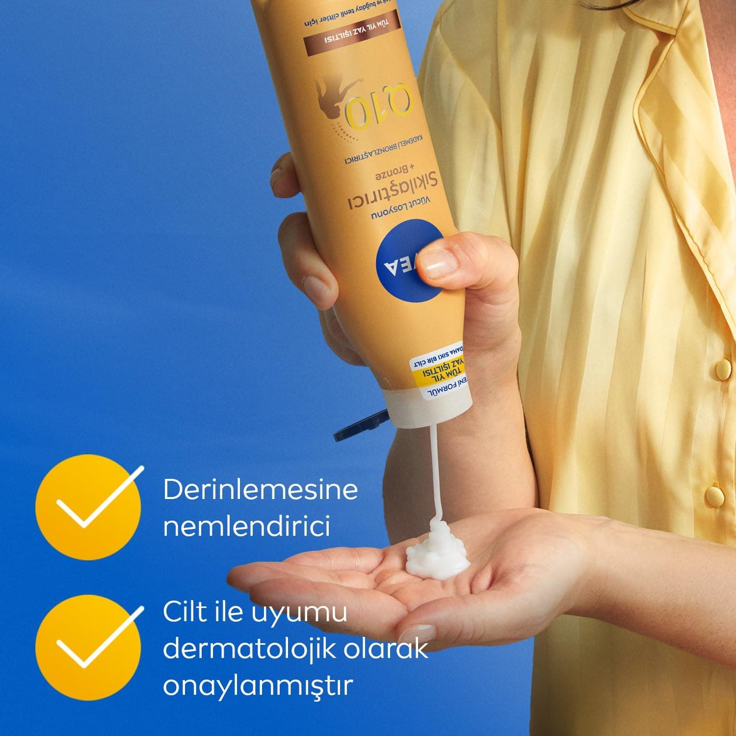 لوسیون بدن NIVEA Q10 سفتکننده و برنزهکننده تدریجی 400ml پوست گندمی روشن لوسیون بدن NIVEA Q10 سفتکننده و برنزهکننده تدریجی 400ml پوست گندمی روشن