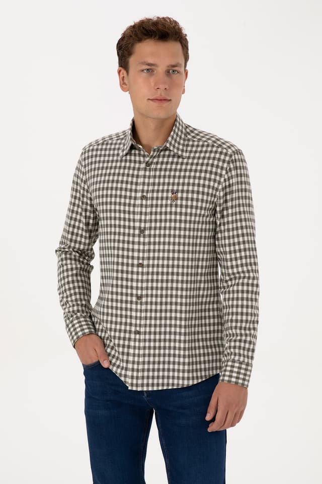 پیراهن مردانه U.S. Polo Assn. آستین بلند چهارخانه سبز تیره مدل 50316593-VR079 پیراهن مردانه U.S. Polo Assn. آستین بلند چهارخانه سبز تیره مدل 50316593-VR079