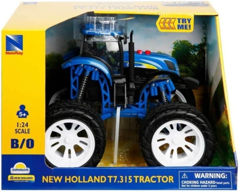 تراکتور Sunman صدادار با بدنه فلزی آبی در مقیاس 1:24 مدل New Holland T7.315 تراکتور Sunman صدادار با بدنه فلزی آبی در مقیاس 1:24 مدل New Holland T7.315