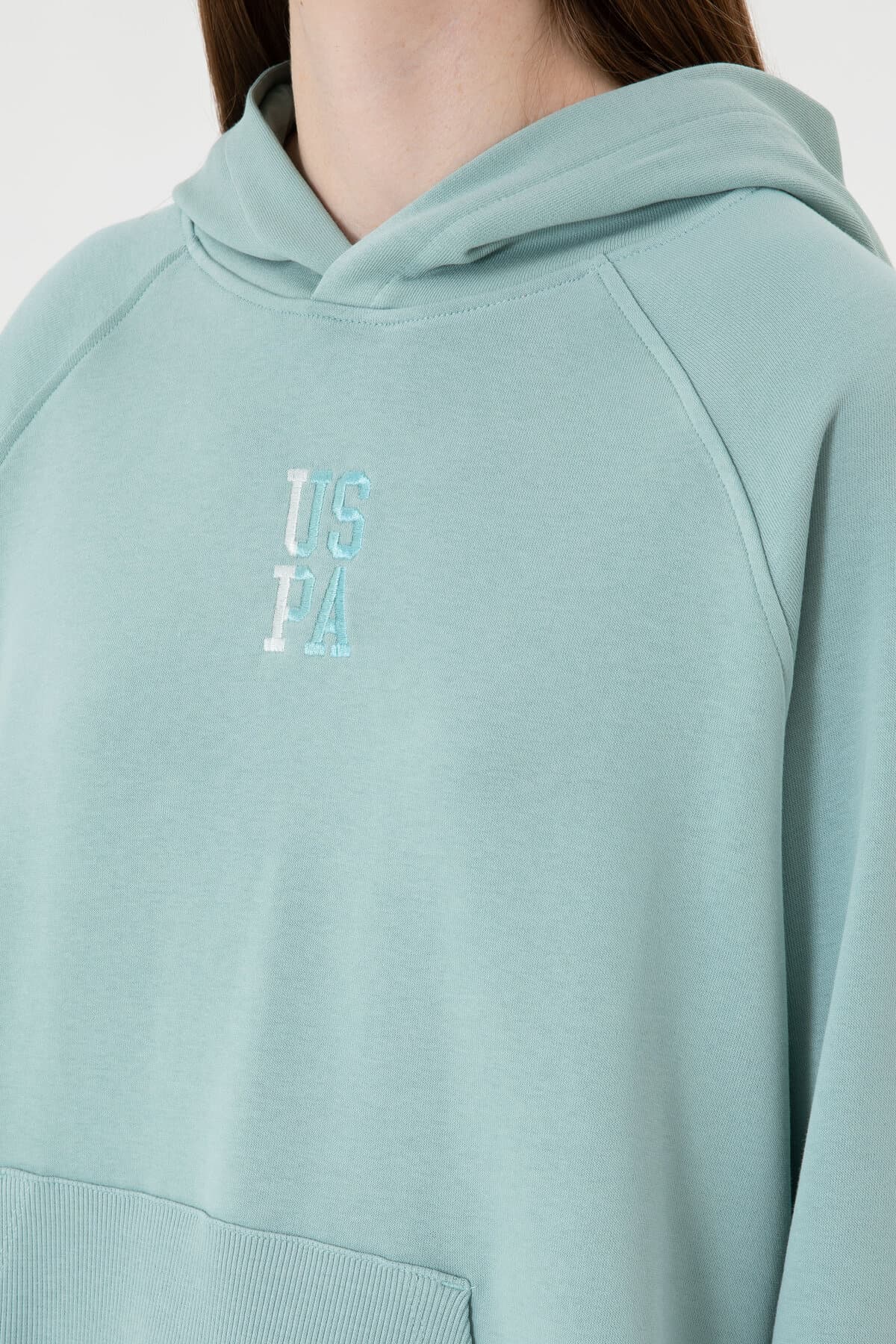 سوئیشرت هودیدار زنانه U.S. Polo Assn. نعنایی با چاک مدل 50313611-VR090 سوئیشرت هودیدار زنانه U.S. Polo Assn. نعنایی با چاک مدل 50313611-VR090