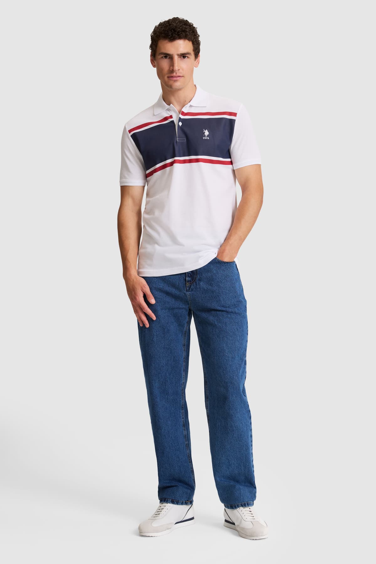 تیشرت یقه پولو مردانه U.S. Polo Assn. سفید فیت معمولی مدل 50326938-VR013 تیشرت یقه پولو مردانه U.S. Polo Assn. سفید فیت معمولی مدل 50326938-VR013