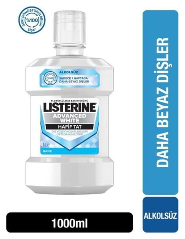 دهانشویه Listerine با طعم ملایم مدل Advanced White حجم 1000 ml دهانشویه Listerine با طعم ملایم مدل Advanced White حجم 1000 ml