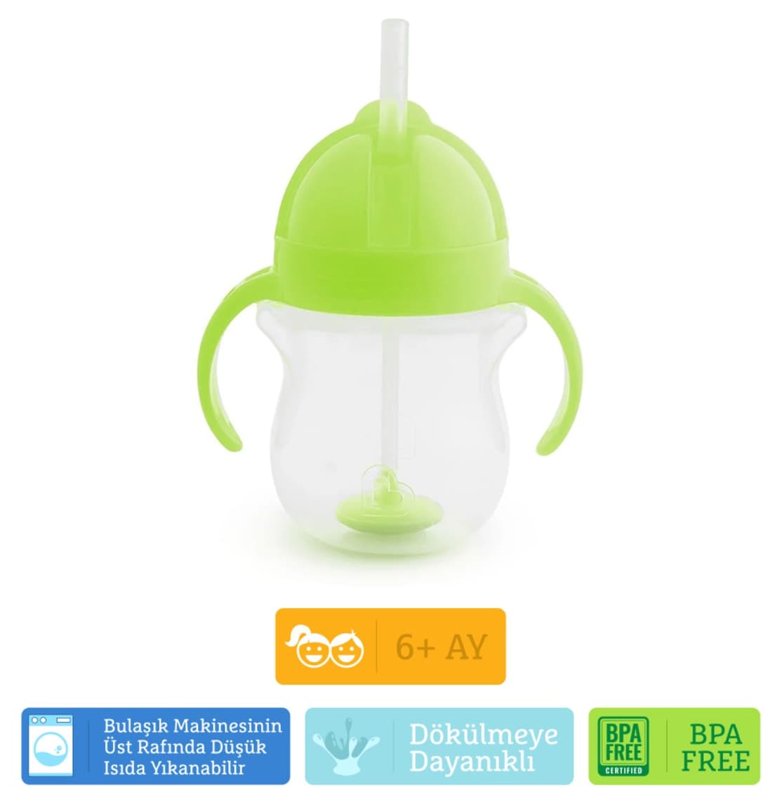 لیوان آموزشی Munchkin با نوک کلیکلاک و نی 207ml سبز 6 ماهه لیوان آموزشی Munchkin با نوک کلیکلاک و نی 207ml سبز 6 ماهه