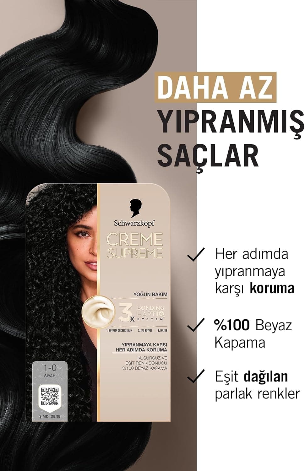 رنگ مو Schwarzkopf Creme Supreme Full Kit سیاه 1-0 X2 رنگ مو Schwarzkopf Creme Supreme Full Kit سیاه 1-0 X2
