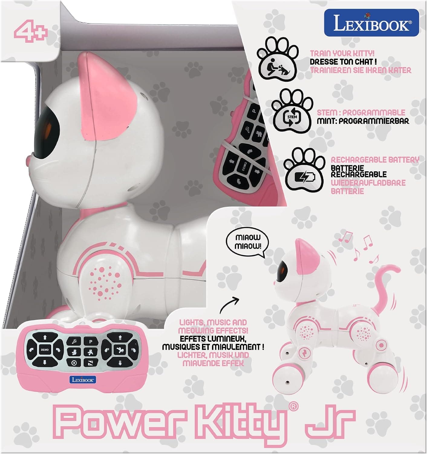 گربه کنترلی آموزشی Lexibook Power Kitty Jr. با چشمهای تعاملی، برنامهپذیر STEM، باتری قابل شارژ، صورتی/سفید مدل KIT01 گربه کنترلی آموزشی Lexibook Power Kitty Jr. با چشمهای تعاملی، برنامهپذیر STEM، باتری قابل شارژ، صورتی/سفید مدل KIT01