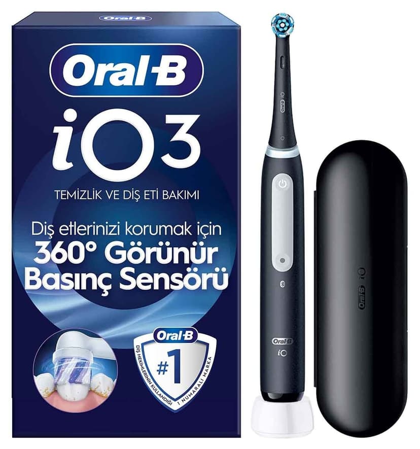 مسواک برقی شارژی Oral-B مدل iO3 مشکی با 1 سری مسواک، باتری بادوام و کیف مسافرتی مسواک برقی شارژی Oral-B مدل iO3 مشکی با 1 سری مسواک، باتری بادوام و کیف مسافرتی