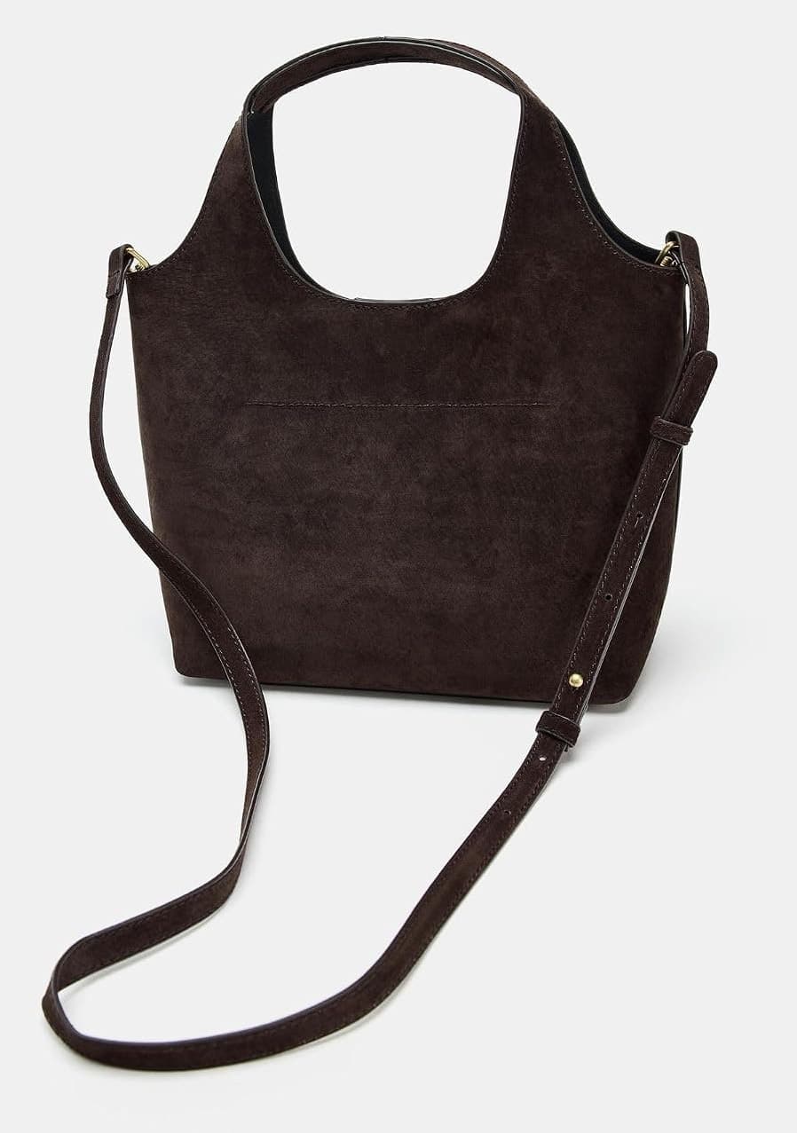 کیف زنانه Zara چرمی Mini Tote قهوهای تیره سایز استاندارد کیف زنانه Zara چرمی Mini Tote قهوهای تیره سایز استاندارد